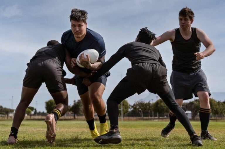 Cyprus men playing rugby on the field