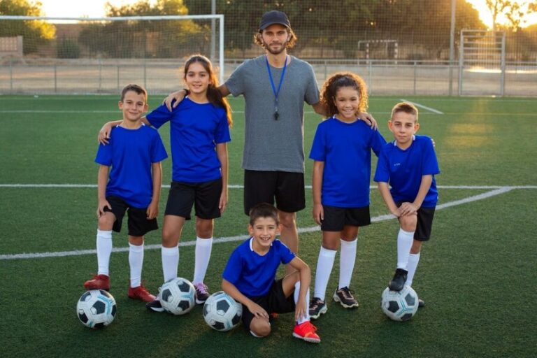 Hungary-football-trainer-kids-posing