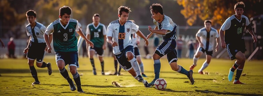 college soccer team play