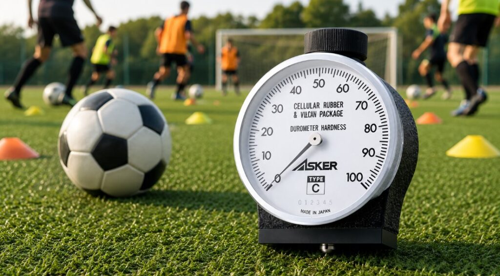 Durometer Testing for Soccer Balls 2 Asker durometer testing — specifically using the Asker C scale